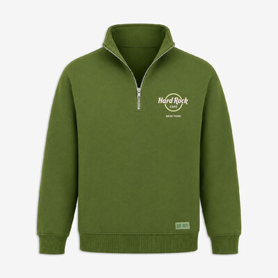 Color Vibs Quarter Zip Fleece in Washed Green
